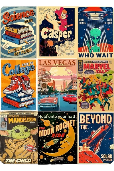 Limitless Design Retro Space & Science Themed Poster Sticker 22X30 cm