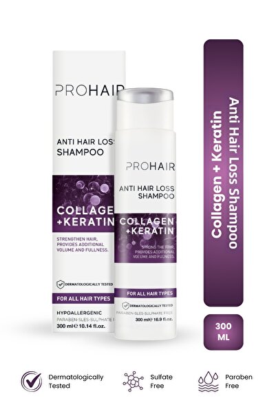 Prohair شامبو الكولاجين + الكيراتين الخالي من الكبريتات ضد تساقط الشعر 300 مل
