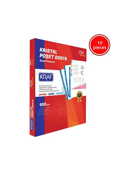 KRAF Crystal Pouch File, 10 Pieces, Pack of 100, A4 Size, Transparent