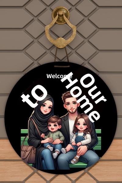 Dormot Μοντέρνα ψηφιακή εκτύπωση 30Χ30 Μαύρο τουρμπάν με μητέρα, 1 αγόρι, 1 κ...