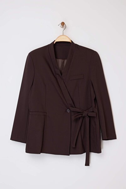 Trendyol Modest Brown Relaxed Polyviscose Plain Weave Tctaw26Ck00001