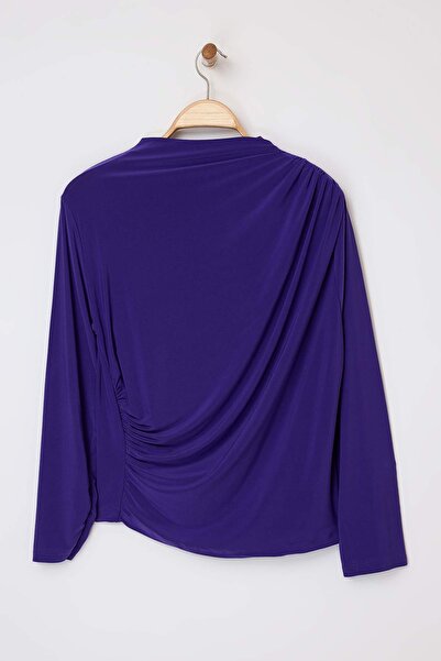 Trendyol Curve بلوزة مور ساندي فستان بتجاعيد مجمّعة محبوكة بأكمام طويلة مقاس ...