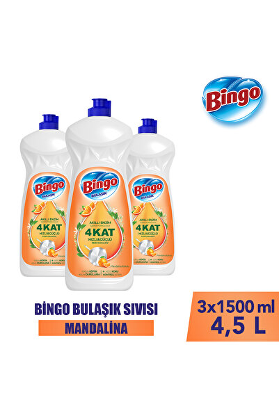 Bingo Sıvı Elde Bulaşık Deterjanı Mandalina 1500ml X 3 Adet