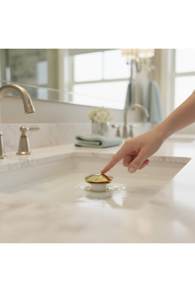 İSAOĞLU YAPI Altın Lavabo Süzgeci Gold Lavabo Gideri Pirinç Malzeme Parlak Gold