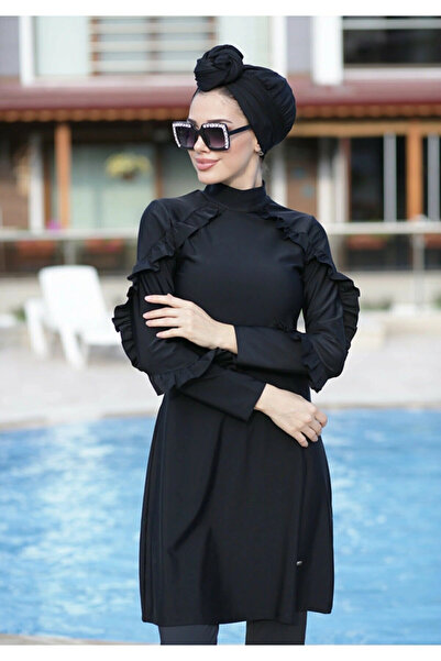 Adasea Volane Design Lycra Costum de baie Hijab acoperit complet Volan 4104 N...