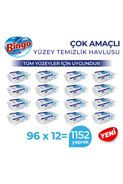 Bingo Yüzey Temizlik Havlusu Large Beyaz Sabun 96x12 (1152 YAPRAK)