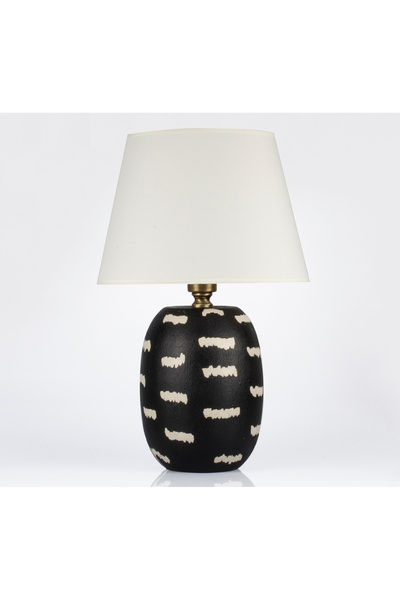 MOENAStudio Black Color Dakota Ceramic Lampshade – Cream Headboard