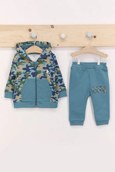 U.S. Polo Assn. U.s. Polo Assn Koyu Petrol Mavisi Kamuflaj Erkek Bebek Fermua...