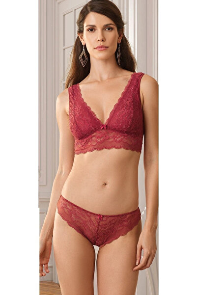 Pierre Cardin Kadın Siyah 4755 Dantelli Kapsız Bralet Sütyen Takım / Iç Çamaş...