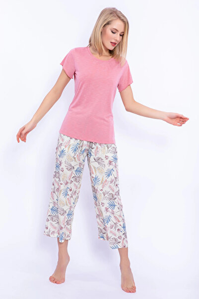 Arnetta Leaves Retro Pink Women's Capri Set