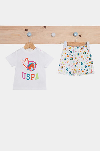 U.S. Polo Assn. Horse Lover Krem Kız Bebek Kısa Kollu Takım