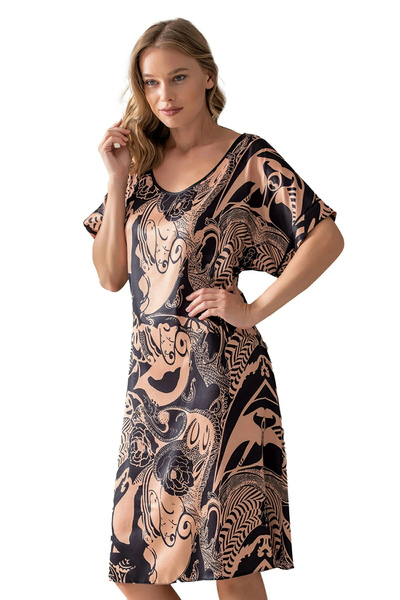 VİENETTA Rochie exclusivă de damă, culoare nisipiu, croială lejeră, cu mânecă...