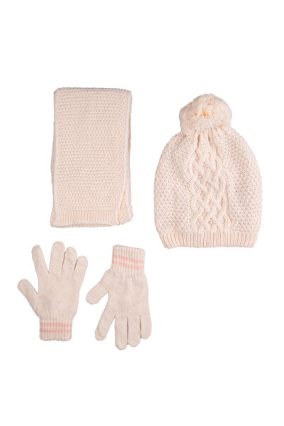 Kitti 9-15 Yaş Kız Çocuk Atkı Bere Eldiven Seti