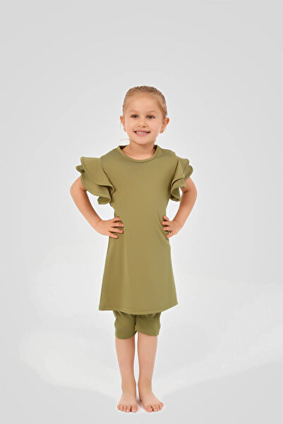 ALFASA Детски бански с половин ръкав и волан на ръкавите