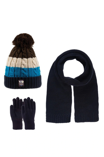 Kitti 9-15 Yaş Erkek Çocuk Atkı Bere Eldiven 3'lü Takım