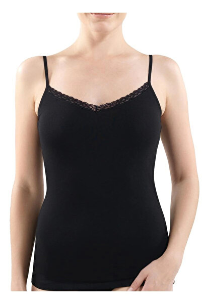 Blackspade Tricou negru cu bretele subțiri pentru femei Comfort Elegance 1365