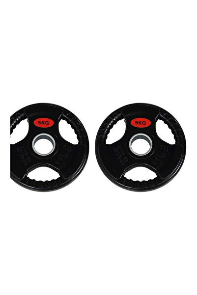 Generic Olympic Barbell Weight Plates 5KG Pair – Rubber Coated Cast Iron Gym ...