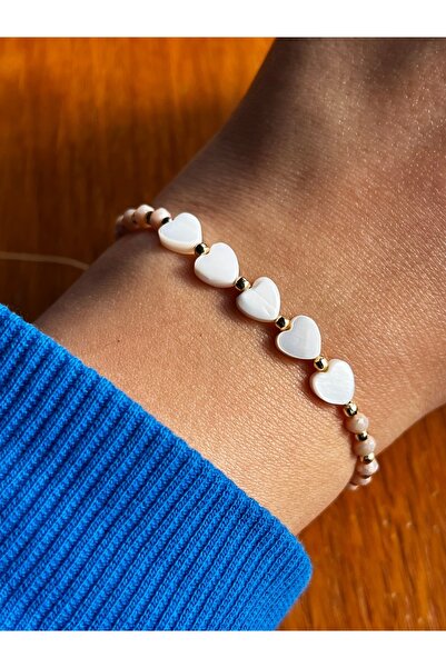 Jewelyf سوار قلب لؤلؤي - منزلق وقابل للتعديل على شكل قلب