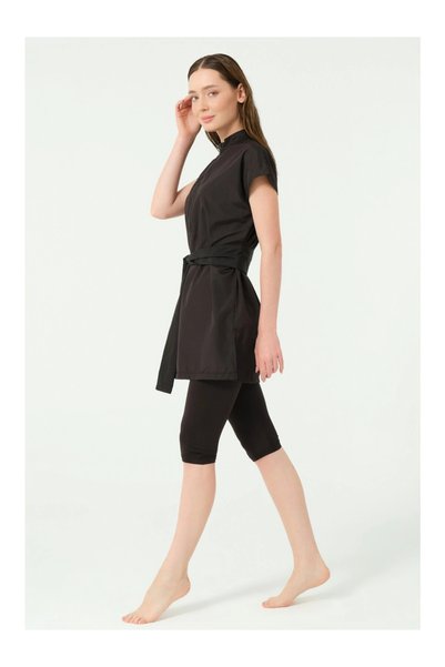 ALFASA Sports Sleeveless Sleeve Semi-Closed Swimsuit Black