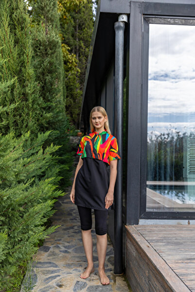 ALFASA Crop Görünümlü Yarım Kol Yarı Kapalı Mayo