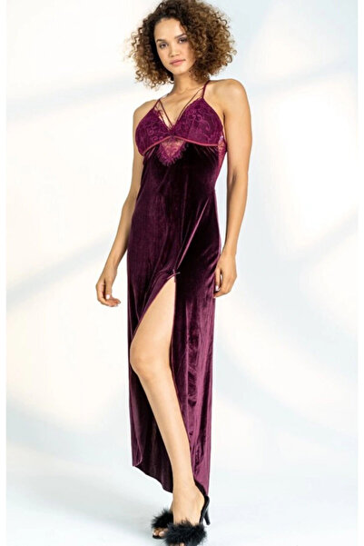 Aqua 19142-k Kadın Kadife Gecelik