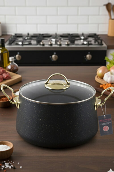 Evren 20 Cm Gold stone Bakraç Derin Tencere 4,4 Lt (Gold Çelik Kulplu)