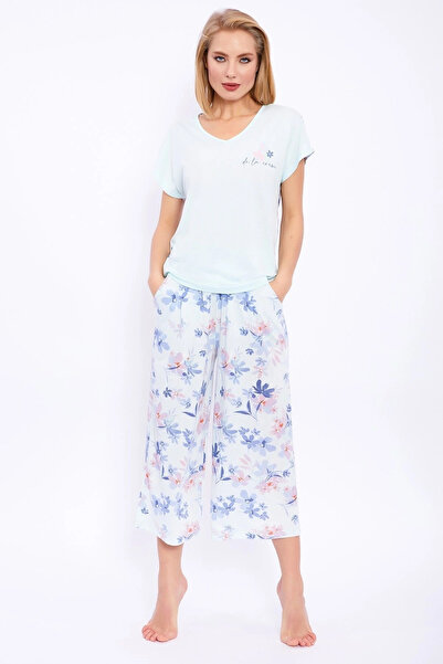 Arnetta Γυναικείο σετ Κάπρι με λουλουδάτο σχέδιο Nile Blue