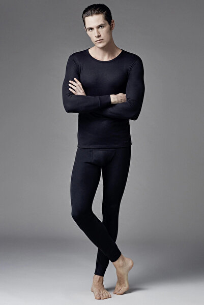 Eros Erkek Siyah O Yaka Uzun Kol Termal Üst Es0114520