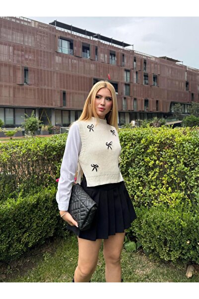 Angel Mia Tricotaj bej - Detaliu cu fundă