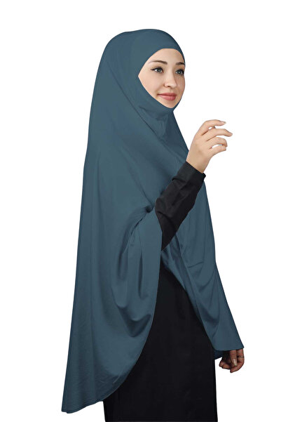 Altobeh Hazır Türban Peçeli Pratik Eşarp Tesettür Nikaplı Hijab - Namaz Örtüsü Sufle (5XL)- Açık Petrol