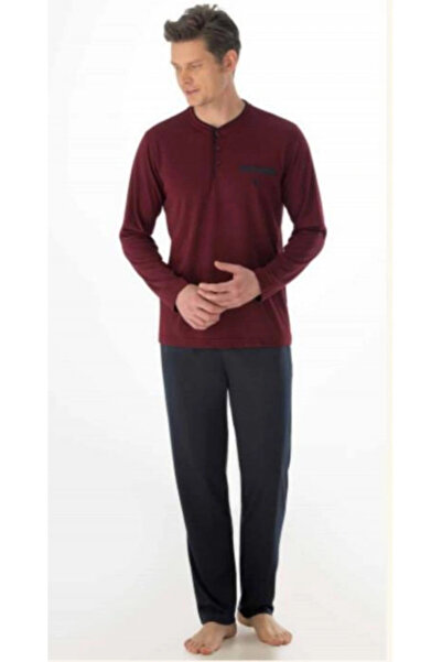 Eros %100 Pamuk Pijama Takımı O Patlı Uzun Kol Erkek Hediyelik Damat Kutulu B...