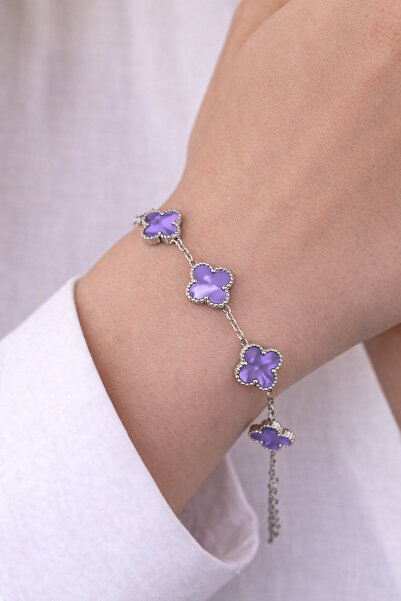 charmove ile kendinizi şımartın Gümüş Renk Yonca Model Çelik 316L Bileklik