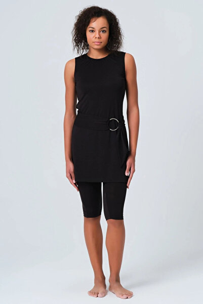 ALFASA Gümüş Kemer Tokalı Sıfır Kol Yarı Kapalı Mayo