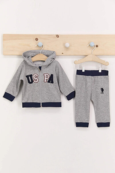 U.S. Polo Assn. Gri Erkek Bebek Kapşonlu Takım