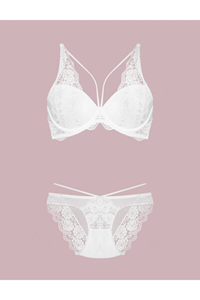 Nurteks Жіночий комплект бюстгальтера з чорною підтримкою та мереживом 4426