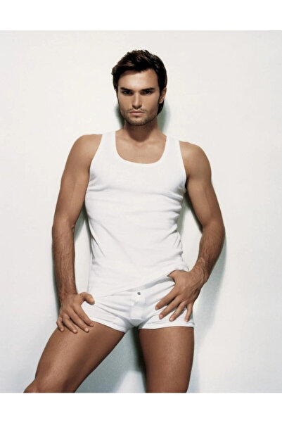 Çift Kaplan Men's White Undershirt 775 Ribbed