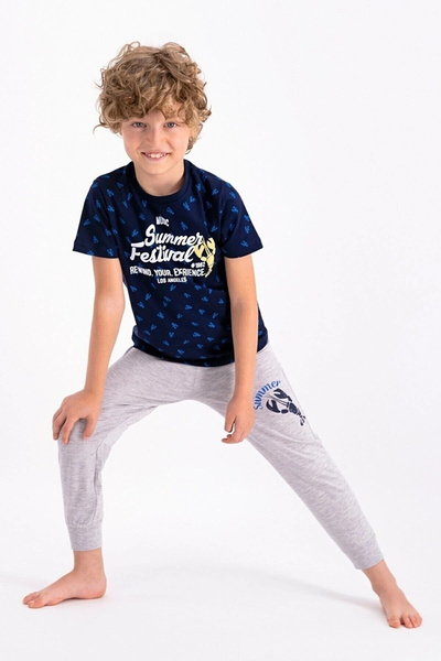 Rolypoly Літній фестиваль Lacivert Короткий рукав піжама для хлопчиків