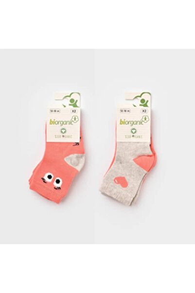 Bibaby جوارب عضوية منقوشة بزهرة الرمان مكونة من قطعتين - بيج عالي