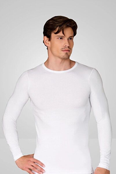 Berrak قميص داخلي رجالي بأكمام طويلة ورقبة دائرية قميص داخلي Badi 1025