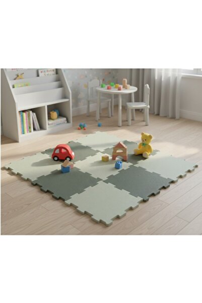 SyaMAG Covor din spuma, puzzle gri verzui, 9 piese, 93x93 cm