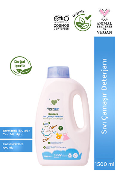 Baby İcon %100 Doğal Organik Vegan Bebekler ve Anneler İçin Sıvı Çamaşır Deterjanı 1500 ML Termal Su Katkılı