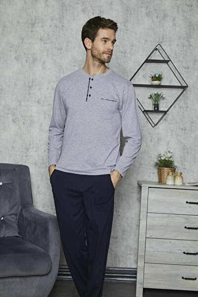 KLY 7421 Чоловічий піжамний комплект сірий