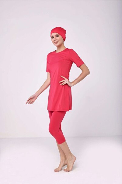 TESMAY Costum de baie Hijab Semi Acoperit Marime Mari cu mânecă scurtă Semi A...