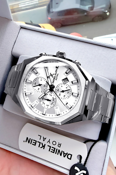 Daniel Klein ساعة يد رجالية 3 اتم مقاومة للماء لون فضي سوار فولاذي Dke2092c3