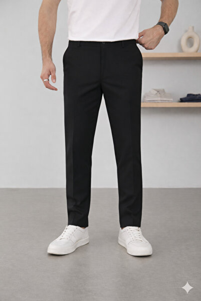 Canrion  Premium EliteFlex Siyah SlimFit Gizli Lastikli Erkek Kumaş Pantolon