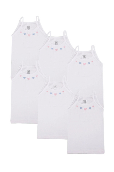 Tutku Kız Çocuk Atlet Ip Askılı Işlemeli Ribana 0165 6'lı Paket