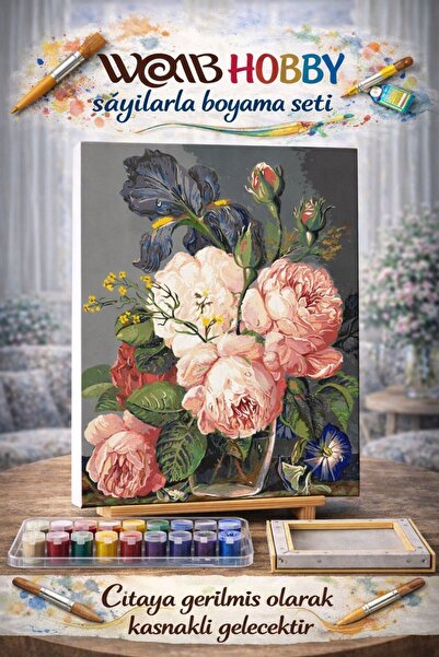 wombhobby Şakayık Sayılarla Boyama Seti 60X75 cm ( Tuval Şasesine Gerili)