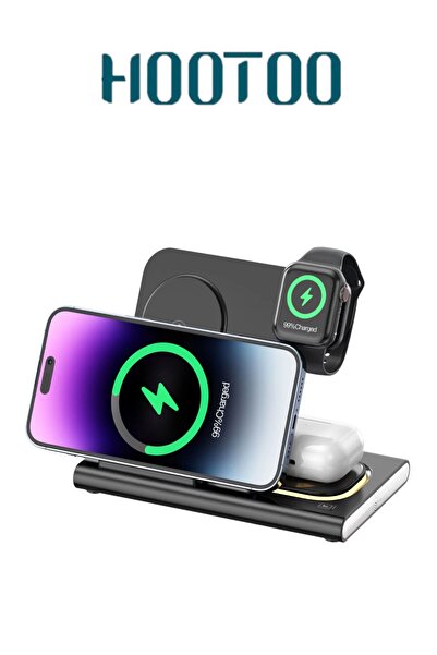 HooToo منصة هوتو 4 في 1 اللاسلكية – شحن سريع وأنيق مع إضاءة LED جذابة وتنظيم ...