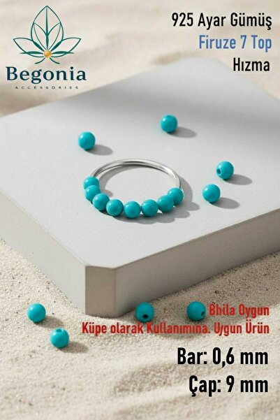 Lunexa 925 Ayar Gümüş Piercing 7 Top Firuze Boncuklu Halka Hızma & Kıkırdak Küpe