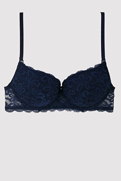 Pierre Cardin Kadın Lacivert 6208 Ekstra Push Up Dolgulu Dantelli Sütyen